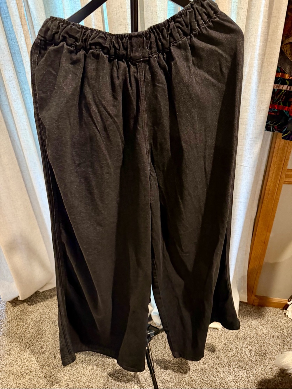 Adidas Black Elastic-Waist Baggy Jeans